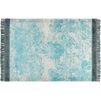 ManoMano Teppich Viskose blau/beige orientalisches Muster 160 x 230 cm mit Fransen Akarsu - Blau Angebot