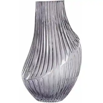 ManoMano Beliani - Deko Blumenvase Glas grau 36 cm bauchig Rillen-Struktur breite Öffnung Myrsina - Grau Angebot