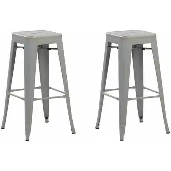 ManoMano Hocker 2er Set in industriellem Stil Metall silber/gold 76 cm Cabrillo - Silber Angebot