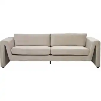 ManoMano 3-Sitzer Sofa Samt beige taupe dicke Sitzkissen breite Armlehnen modern Maunu - Beige Angebot