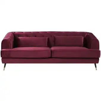 ManoMano Retro Samt 3-Sitzer Sofa Burgunderrot Chesterfield Stil mit Kissen Sletta - Rot Angebot