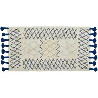 ManoMano Beliani - Teppich rechteckig Baumwolle beige / blau Muster geometrisch 80x150 cm Erzincan - Beige Angebot