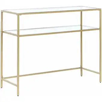 ManoMano Rechteckiger Konsolentisch Gehärtetes Glas/Eisen 2 Fächer gold/transparent Aline - Gold Angebot