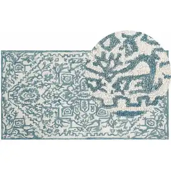 ManoMano Beliani - Moderner Wollteppich orientalisches Muster 80 x 150 cm weiß / blau ahmetli - Blau Angebot