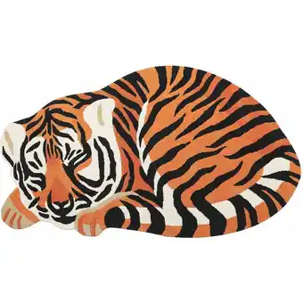 ManoMano Beliani - Kinderteppich Wolle orange Tiermotiv Tiger 100 x 160 cm handgetuftet Rahah - Orange Angebot