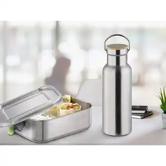 ManoMano Pausen Set Lunchbox 1,1 Ltr. & Trinkflasche 750ml aus Edelstahl, auslaufsicher Angebot