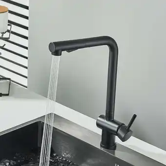 ManoMano Ausziehbarer Küchenarmatur Schwarz hoher Wasserdruck, 360-Grad drehbarer Wasserhahn, Einhandmischer, zwei Strahlarten, geeign Angebot