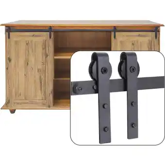 ManoMano Jn.songs - Schiebetü Hardware Kit für Scheunenschiebetür System Doppeltür für Lagerschrank, TV-Schränke - 5FT/1.5M Angebot