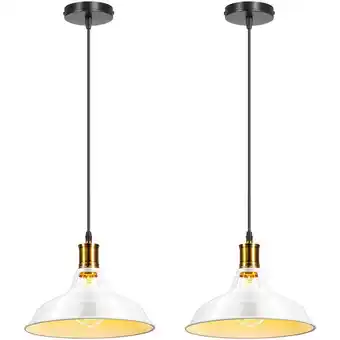 ManoMano Axhup - Pendelleuchte Lampenschirm Retro Hängelampe aus Metall Edisen E27 Lampe für Loft Esszimmer Wohnzimmer Flur Weiß - 2PC Angebot