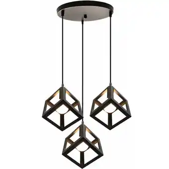 ManoMano Wottes - Metall Pendelleuchten Retro Industriell Kronleuchter Beleuchtung 3 Lichter Küche Wohnzimmer Schwarz Angebot