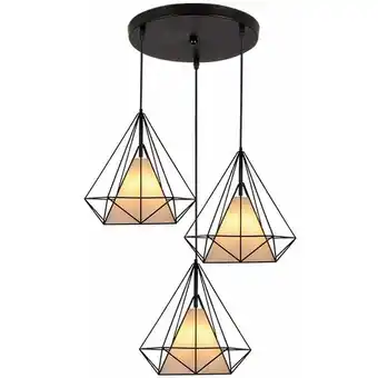 ManoMano Axhup - Pendelleuchte 3 Flammig Hängelampe, Ø25cm Diamant Form, mit Käfig für Wohnzimmer Schlafzimmer Esszimmer Küche Schwarz Angebot