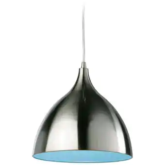 ManoMano Firstlight Caf - 1 Light Dome Deckenanhänger aus gebürstetem Stahl, innen blau, E27 Angebot