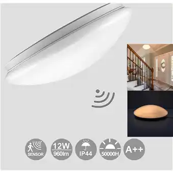 ManoMano Randaco - Deckenleuchte mit Bewegungsmelder 12W led Lampe Keller Badlampe Sensor Warmweiß - Weiß Angebot