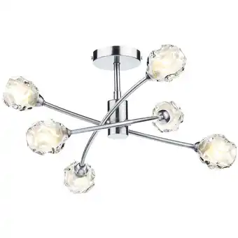 ManoMano Dar seattle - Semi Flush Deckenleuchte Light Satin Chrome & Sculptured Glass, 6x G9 Angebot