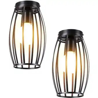 ManoMano Axhup - 2er Deckenleuchte, 1 Flammig Deckenlampe mit Ø15cm Drahtkäfig, Industraille Stil Edison Licht E27 Fassung für Wohnzim Angebot