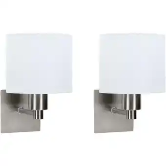 ManoMano Lyon (2 unidades) - Aplique de pared led Níquel satinado con pantalla para tambor - Forlight Angebot