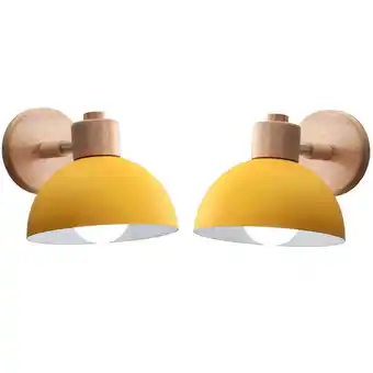 ManoMano Wottes - 2Pcs E27 Innen Wandlampe Retro Industrie Wandleuchte Holz Wandleuchte Schlafzimmer Wohnzimmer Küche Gelb Angebot