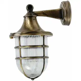 ManoMano Licht-erlebnisse - Außenleuchte Wand Maritim IP64 Messing Riffelglas E27 Wandlampe Haus Garten - Messing Antik, Klar/Transpar Angebot