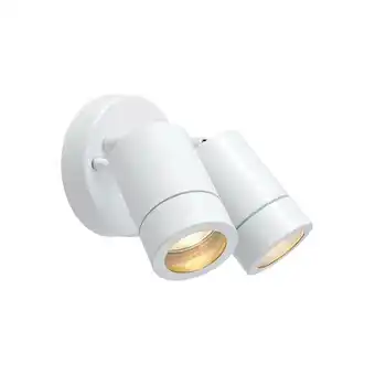 ManoMano Saxby Palin - 2 Licht Außenstrahler Glanzweiß, Glas IP44, GU10 Angebot