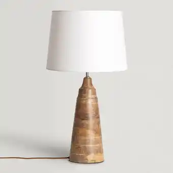 ManoMano Iluzzia - Tischlampe Holz Rajesh Antikes Weiß Angebot