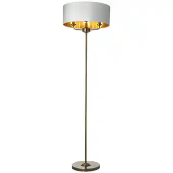 ManoMano Highclere Base & Shade Stehlampe, antike Messingplatte, Vintage-weißer Stoff - Endon Angebot