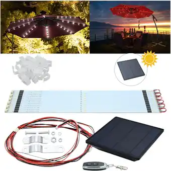 ManoMano Vingo - Solar Lichterkette für Sonnenschirm, Ampelschirm Beleuchtung outdoor, Gartenleuchte für Pavilion 36 LEDs - WarmWeiß Angebot