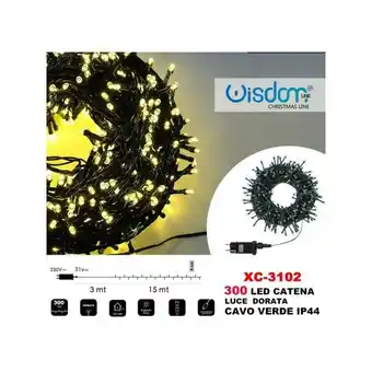 ManoMano Trade Shop Traesio - lichterkette 300 led glühwürmchen goldenes licht grünes kabel IP44 XC-3102 Angebot