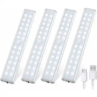 ManoMano Qiedie - Schrankleuchte mit 24 LEDs – 4 Beleuchtungsmodi – Bewegungssensor – usb wiederaufladbar [4 Stück] Angebot