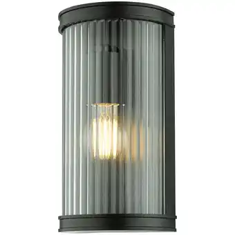 ManoMano Dar Lighting - Anund Außenwandleuchte Mattschwarzes geriffeltes Glas IP44 Angebot