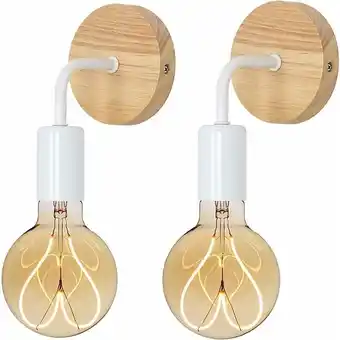 ManoMano Wottes - 2 Stücke Wandleuchte Industriell Retro Wandlampe aus Metall und Holz für Wohnzimmer Schlafzimmer Weiß Angebot