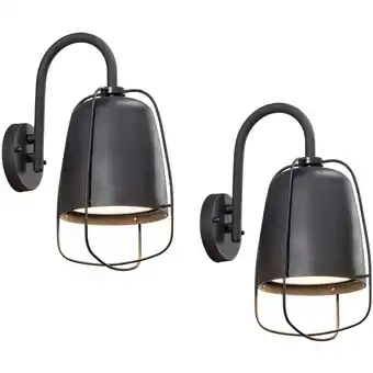 ManoMano 2er-Set Außenwandleuchten perugia, Aluminium schwarz, E27, IP44 Angebot