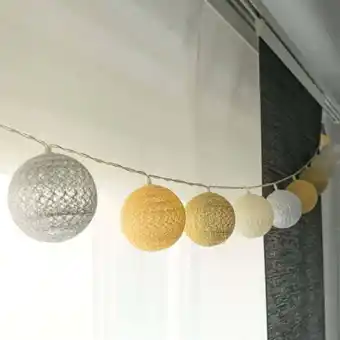 ManoMano Cotton Ball Lights LED Lichterkette Gelb 20 Kugeln Sonnen Lichter Stimmungslicht - Beige Gelb Angebot