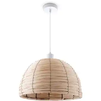 ManoMano Pendelleuchte Esstischlampe Esszimmer Korb Optik 1,5m Textilkabel Rustikal Boho Pendelleuchte - Weiß, Natur (Ø36 cm) - Paco H Angebot