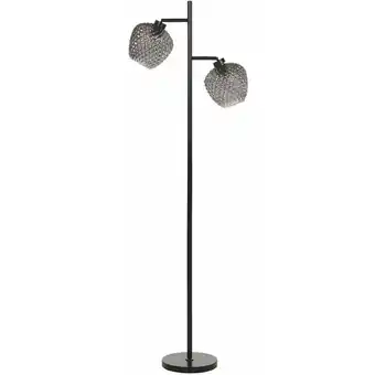 ManoMano Moderne Stehlampe 2 Lichter Eisensockel Glass Rauchschirm Wohnzimmer Arbeitszimmer Schwarz mit Grau Sherry - Schwarz Angebot