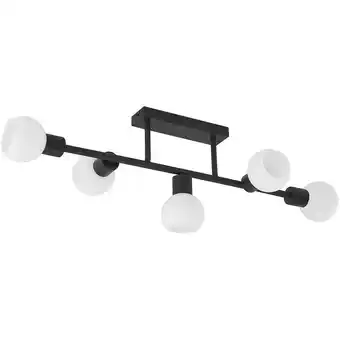 ManoMano Lindby - Biscala Deckenlampe 5fl. schwarz/opal - Schwarz matt, opalweiß matt Angebot