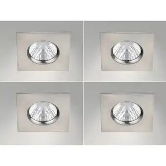 ManoMano Trio Leuchten - Eckiger led Deckeneinbaustrahler 4er Set dimmbar in Silber matt, IP65 Angebot