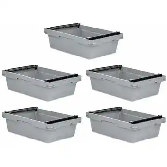 ManoMano SparSet 5x Conical Mehrweg-Stapelbehälter mit Stapelbügel Grau HxBxT 17,3x40x60cm 29 Liter Lagerbox Eurobox Transportbox Tran Angebot