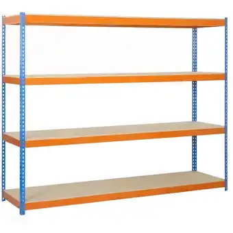 ManoMano PROREGAL Schwerlastregal WOOD YETI FOUR HxBxT 200x180x75cm Fachlast 400kg Blau-Orange - Blau-Orange Angebot