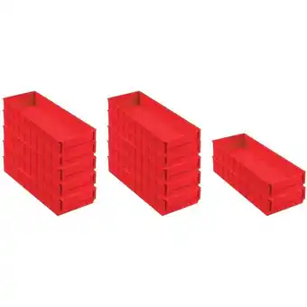 ManoMano Proregal-aufbewahrung Für Profis - SuperSparSet 12x Rote Industriebox 500 b HxBxT 8,1x18,3x50cm 6 Liter Sichtlagerkasten, Sor Angebot