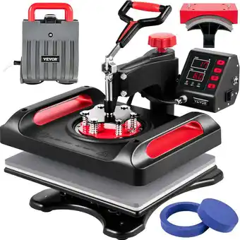 ManoMano Vevor - 5 in 1 Transferpresse 29x38cm T-Shirt Druckmaschine 1000W Hitzepresse Textilpresse Rot Wärmepresse 360 Grad Wegschwen Angebot