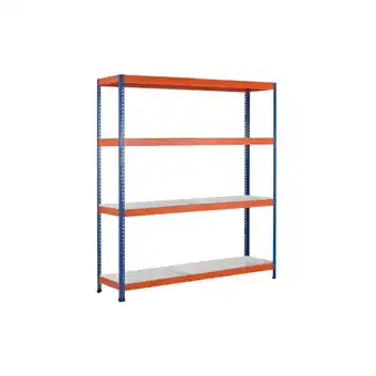 ManoMano Schulte Weitspannregal mit Stahlpaneelen Z1 HxBxT 304,8x184x62cm 4 Ebenen Fachlast 559kg Blau/Orange/Verzinkt - Blau/Orange Angebot