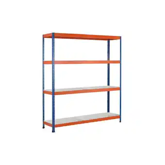 ManoMano Schulte Weitspannregal mit Stahlpaneelen Z1 HxBxT 304,8x153,6x62cm 4 Ebenen Fachlast 767kg Blau/Orange/Verzinkt - Blau/Orange Angebot