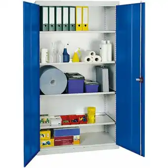 ManoMano Stumpf - Werkzeugschrank mit 2 Türen HxBxT 180x100x50cm 4 verzinkte Fachböden Lichtgrau/Enzianblau - Hellgrau Angebot