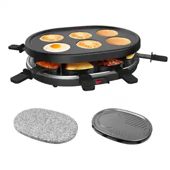 ManoMano Domaier - Raclette-Grill, Raclette 4 in 1 für 8 Personen, Elektrischer Grill, Steingrillplatte, Pfannkuchengrillplatte, Volls Angebot