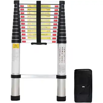 ManoMano Todeco - Teleskopleiter 3,8 Meter, Klappleiter Maximale Belastbarkeit: 150 kg Standard/Zertifizierung: EN131, gratis Tragetas Angebot