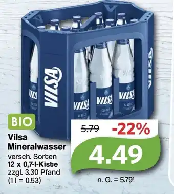 Famila Nord West VILSA Mineralwasser  12 x 0,7-I-Kiste zzgl. Angebot