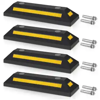 ManoMano Swanew - Radstopper Abstand Anfahrschutz Set Reflexband schwarz Ebonite-Hartkautschuk 4X - Schwarz Angebot