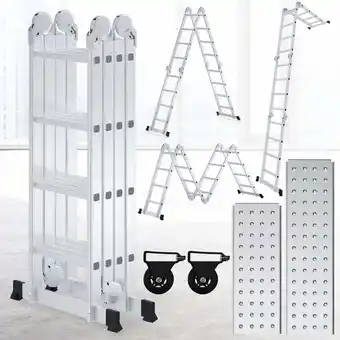 ManoMano Swanew - Mehrzweckleiter Multifunktionsleiter Klappleiter Teleskopleiter A-Rahmenleiter 4x4 470cm Anlegeleiter Stehleiter Hau Angebot