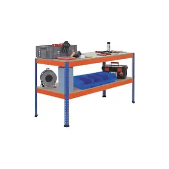 ManoMano Schulte Werkbank mit Lagerebene HxBxT 99x245x77,3cm Fachlast Arbeitsebene 320kg Blau/Orange - Blau/Reinorange Angebot