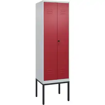 ManoMano C+p Möbelsysteme - c+p Doppel-Spind Classic plus mit Gestell 4 Abteile HxBxT 212x120x50cm Zylinderschloss Stahl Lichtgrau/Res Angebot